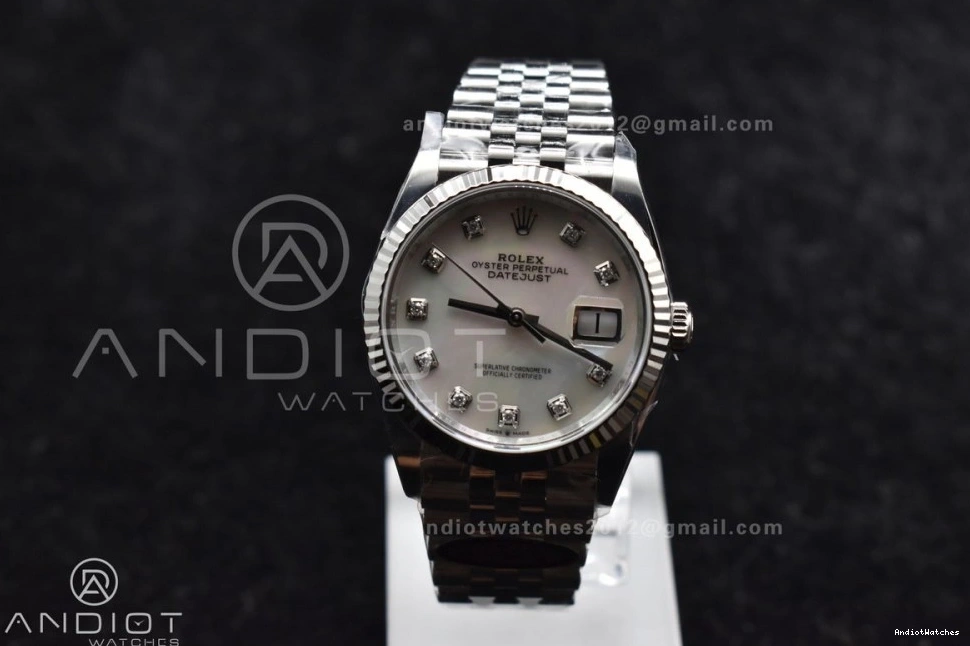 on Dial 1:1 126234 Best DateJust 904L White 36 Jubilee Edition Chic Diamonds Bracelet 570 Steel Clean MOP VR 1008
